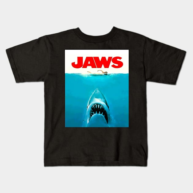 Jaws Graphic art Kids T-Shirt by SAN ART STUDIO 